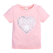 Tシャツ 子供服 半袖 スパンコール 色が変わる ハート ユニコーン 女の子 男の子 トップス キッズ ベビー かわいい