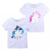 Tシャツ 子供服 半袖 スパンコール 色が変わる ハート ユニコーン 女の子 男の子 トップス キッズ ベビー かわいい