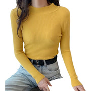 ニット レディース トップス 長袖 ハイネック 女性用 リブ シンプル 無地 定番 スタンダード ベーシック 着回し カジュアル 秋 冬