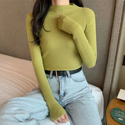 ニット レディース トップス 長袖 ハイネック 女性用 リブ シンプル 無地 定番 スタンダード ベーシック 着回し カジュアル 秋 冬