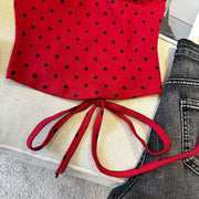 キャミソール レディース 女性 トップス インナー 背中見せ 背中開き カップ付き バッククロス リボン ドット柄 紐 ひも セクシー かわいい おしゃれ