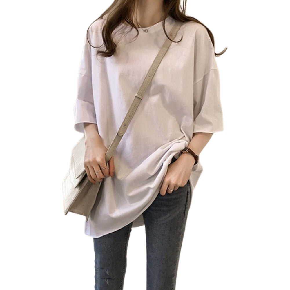 Tシャツ 半袖 カットソー レディース 女性 トップス ラウンドネック 無地 シンプル カジュアル 可愛い お出かけシーン 普段使い