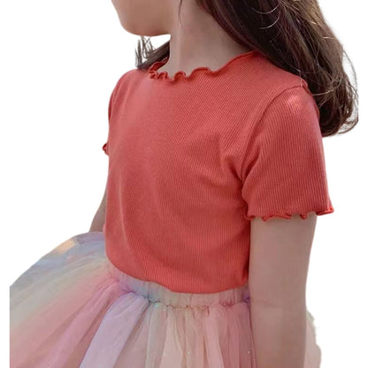カットソー 半袖 子供服 キッズ ベビー 女の子 オレンジ バリエーション画像