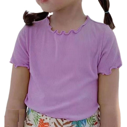 カットソー 半袖 子供服 キッズ ベビー 女の子 パープル バリエーション画像
