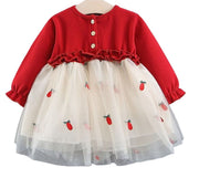 ワンピース 長袖 ベビー キッズ 子供服 女の子 レース ボタン フリル パイナップル ふんわり おしゃれ おでかけ 春 秋