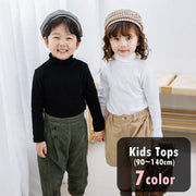 カットソー キッズ 子供服 子ども服 女の子 男の子 トップス 長袖 長そで ハイネック プルオーバー とっくり 無地 ホワイト ブラック ピンク シンプル カジュアル シック フォーマル かわいい キュート 秋 冬