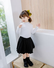 カットソー キッズ 子供服 子ども服 女の子 男の子 トップス 長袖 長そで ハイネック プルオーバー とっくり 無地 ホワイト ブラック ピンク シンプル カジュアル シック フォーマル かわいい キュート 秋 冬