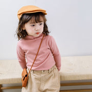 カットソー キッズ 子供服 子ども服 女の子 男の子 トップス 長袖 長そで ハイネック プルオーバー とっくり 無地 ホワイト ブラック ピンク シンプル カジュアル シック フォーマル かわいい キュート 秋 冬