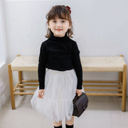 カットソー キッズ 子供服 子ども服 女の子 男の子 トップス 長袖 長そで ハイネック プルオーバー とっくり 無地 ホワイト ブラック ピンク シンプル カジュアル シック フォーマル かわいい キュート 秋 冬