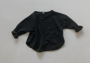ロングTシャツ カットソー キッズ ベビー 子供用 男の子 女の子 トップス 長袖 前ボタン ラウンドネック ラウンドカット 無地 単色 シンプル お洒落 お出かけ 着回し力 合わせやすい 普段使い 女児 男児 子供服