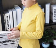 長袖カットソー ロングTシャツ ロンT キッズ ジュニア 子供服 トップス ハイネック 起毛 防寒 暖かい 秋冬 無地 シンプル