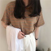Tシャツ カットソー レディース 女性 トップス 半袖 クルーネック ボーダー 縞柄 シマシマ カジュアル 普段使い おでかけ 大きいサイズ プルオーバー 定番 かわいい おしゃれ