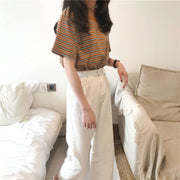 Tシャツ カットソー レディース 女性 トップス 半袖 クルーネック ボーダー 縞柄 シマシマ カジュアル 普段使い おでかけ 大きいサイズ プルオーバー 定番 かわいい おしゃれ