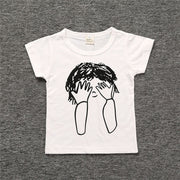 子供用Tシャツ カットソー 半袖 ベビー キッズ トップス 子ども服 ラウンドネック 丸首 ウェッジスリーブ 裾ストレートカット 英字ロゴ プリント ソリッドカラー ホワイト シンプル カジュアル かわいい おしゃれ かっこいい 赤ちゃん こども 女の子 男の子 ガールズ ボーイズ 幼児 春 夏 秋 冬 お出掛け 外出 普段着 着回し 合わせやすい