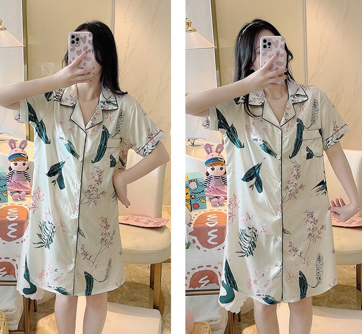 ネグリジェ ルームウェア シャツワンピース レディース 女性 半袖 商品画像2