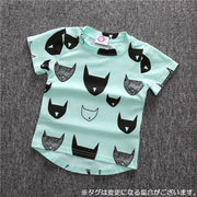 Tシャツ 半袖 トップス キッズ ベビー 女の子 男の子 子供服 ラウンドネック プリント 総柄 かわいい おしゃれ カジュアル 子供用 カットソー 通園 通学