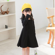 ワンピース ワンピ 長袖 フレア 膝丈 スクエアネック キッズ 子供服 女の子 無地 単色 シンプル かわいい おしゃれ 80 90 100 110 120 130cm