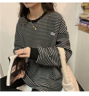 カットソー 長袖Tシャツ ロンT ロングTシャツ レディース 女性用 ボーダー しましま ドロップショルダー 大きいサイズ有 丸首 ラウンドネック おしゃれ かわいい カジュアル デイリー 普段使い 定番 シンプル