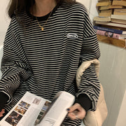 カットソー 長袖Tシャツ ロンT ロングTシャツ レディース 女性用 ボーダー しましま ドロップショルダー 大きいサイズ有 丸首 ラウンドネック おしゃれ かわいい カジュアル デイリー 普段使い 定番 シンプル