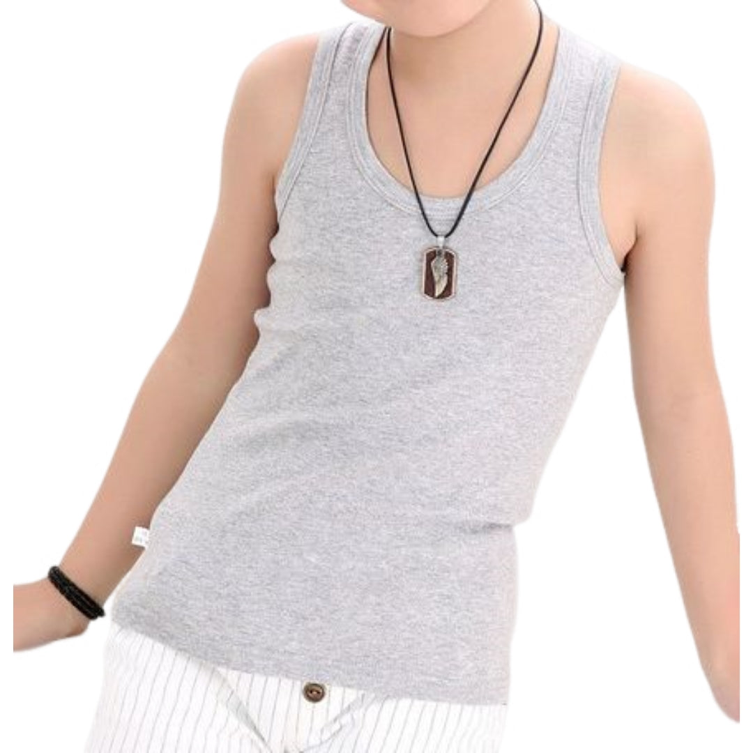 タンクトップ キャミソール キッズ 女の子 男の子 子供服 タンクトップ×グレー バリエーション画像