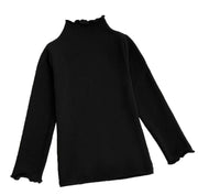 カットソー 長袖 シャツ キッズ ジュニア 女子 女の子 トップス ハイネック シンプル 無地 着回し 合わせやすい 定番 カジュアル 普段使い カラバリ豊富