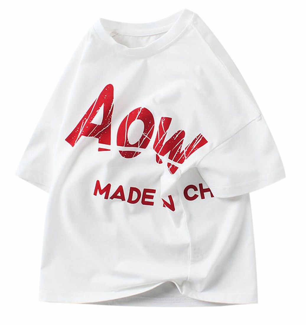 Tシャツ ラウンドネック 半袖 子供服 子供 キッズ 男の子 女の子 プリント 英字 夏服 かわいい 普段着 デイリー ファッション おしゃれ お出かけ