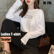長袖Ｔシャツ カットソー ロンＴ レディース 女性 婦人 大きいサイズ 丸首 ラウンドネック ロゴ 無地 単色 シンプル かわいい おしゃれ カジュアル