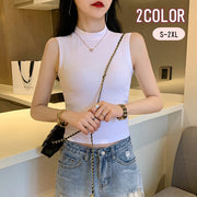 カットソー レディース 女性 婦人 大きいサイズ トップス ノースリーブ ハイネック 無地 単色 シンプル かわいい おしゃれ 上品 大人女子