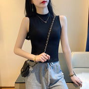 カットソー レディース 女性 婦人 大きいサイズ トップス ノースリーブ ハイネック 無地 単色 シンプル かわいい おしゃれ 上品 大人女子