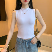 カットソー レディース 女性 婦人 大きいサイズ トップス ノースリーブ ハイネック 無地 単色 シンプル かわいい おしゃれ 上品 大人女子
