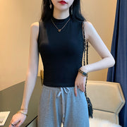 カットソー レディース 女性 婦人 大きいサイズ トップス ノースリーブ ハイネック 無地 単色 シンプル かわいい おしゃれ 上品 大人女子