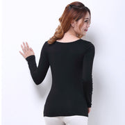 長袖Tシャツ ロングTシャツ レディース 女性 トップス インナー Uネック プルオーバー 長袖 スリム フィット 無地 単色 カットソー シンプル ソリッドカラー カジュアル 普段使い 着回し力 婦人用