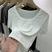 カットソー 半袖 Tシャツ レディース 女性 トップス Uネック リブ 無地 単色 シンプル 着回し お洒落 カジュアル お出かけ 普段使い 婦人服