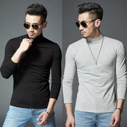 送料無料 カットソー 長袖 ロングTシャツ メンズ 男性 トップス 大きいサイズあり ハイネック 無地 単色 シンプル ソリッドカラー お洒落 お出かけ 普段使い カラバリ豊富 着回し力 紳士服