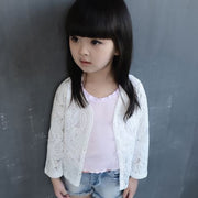 カーディガン トップス アウター キッズ 女児 子供 花柄 花 フラワー シンプル かわいい きれいめ ホワイト ピンク ブルー グリーン 羽織 長袖 冷房対策 紫外線対策 UVケア