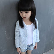 カーディガン トップス アウター キッズ 女児 子供 花柄 花 フラワー シンプル かわいい きれいめ ホワイト ピンク ブルー グリーン 羽織 長袖 冷房対策 紫外線対策 UVケア