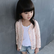 カーディガン トップス アウター キッズ 女児 子供 花柄 花 フラワー シンプル かわいい きれいめ ホワイト ピンク ブルー グリーン 羽織 長袖 冷房対策 紫外線対策 UVケア