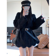 ニットチュニック 長袖 チュニックワンピ ミニ丈 ショート丈 チュニック レディース 女性 オフショルダー ゆったり ふんわり オーバーサイズ かわいい おしゃれ ルーズ 体系カバー ざっくり キュート 婦人用