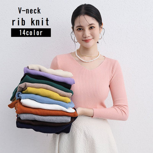リブニット レディース 女性用 トップス セーター 長袖 商品画像