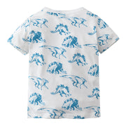Tシャツ 半袖 80-130cm トップス キッズ 子供服 男女兼用 男の子 女の子 丸首 ラウンドネック 恐竜 プリント 夏服