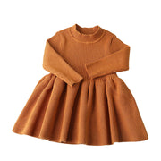 チュニック ニット キッズ 子供服 ベビー ジュニア 長袖 ハイネック リブ フレア シンプル 無地 かわいい おしゃれ 上品