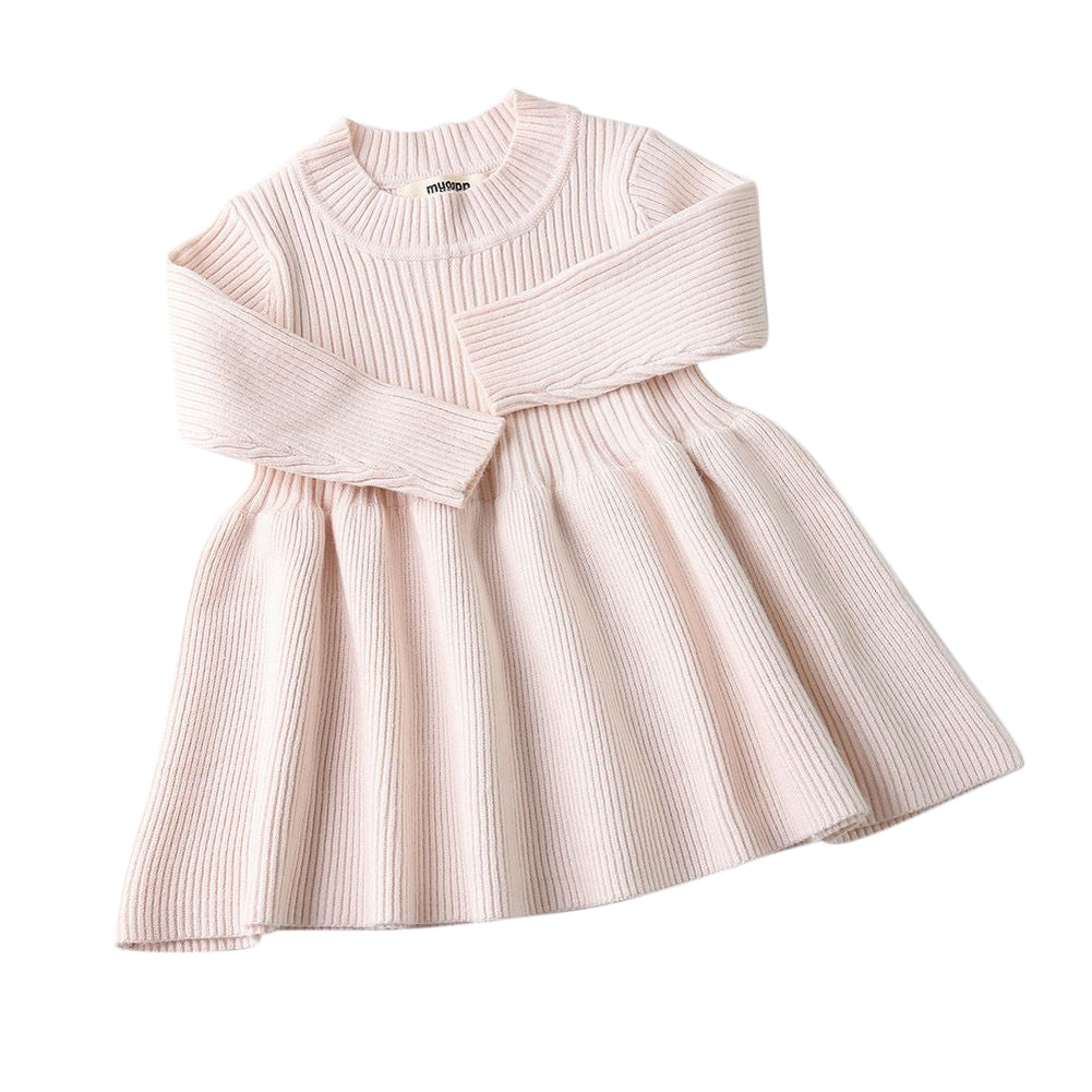 チュニック ニット キッズ 子供服 ベビー ジュニア 長袖 ハイネック リブ フレア シンプル 無地 かわいい おしゃれ 上品