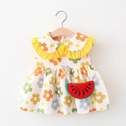 ワンピース 子供服 ベビー キッズ 女の子 アクセサリー付き 2点セット ノースリーブ 花柄 フリル フラワー 丸襟 かわいい フレア 切り替え キュート 赤ちゃん こども用