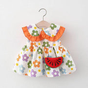ワンピース 子供服 ベビー キッズ 女の子 アクセサリー付き 2点セット ノースリーブ 花柄 フリル フラワー 丸襟 かわいい フレア 切り替え キュート 赤ちゃん こども用