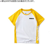 Tシャツ ラグラン ラウンドネック クルーネック バイカラー 半袖 キッズ ジュニア 男の子 女の子 ロゴ プリント 子ども服 夏服 かわいい 普段着 デイリー