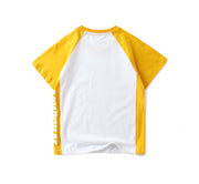 Tシャツ ラグラン ラウンドネック クルーネック バイカラー 半袖 キッズ ジュニア 男の子 女の子 ロゴ プリント 子ども服 夏服 かわいい 普段着 デイリー