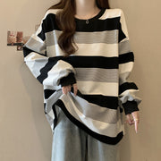チュニック 長袖 ロングTシャツ カットソー オーバーサイズ ビッグシルエット レディース 女性 トップス 大きいサイズ ゆったり ボーダー柄 縞々 お洒落 カジュアル 婦人服