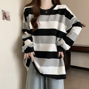 チュニック 長袖 ロングTシャツ カットソー オーバーサイズ ビッグシルエット レディース 女性 トップス 大きいサイズ ゆったり ボーダー柄 縞々 お洒落 カジュアル 婦人服