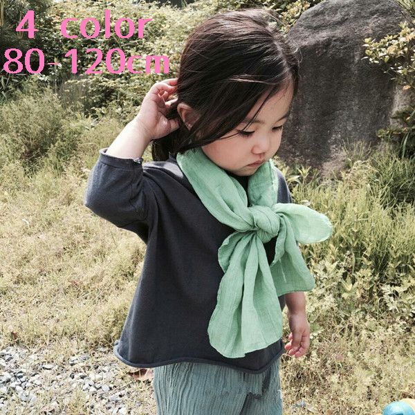 Tシャツ カットソー 7分袖 無地 カットオフ 切りっぱなし ラウンドネック キッズ ベビー服 カラフル シンプル オシャレ かわいい レイヤード 男の子 女の子