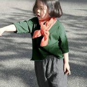 Tシャツ カットソー 7分袖 無地 カットオフ 切りっぱなし ラウンドネック キッズ ベビー服 カラフル シンプル オシャレ かわいい レイヤード 男の子 女の子